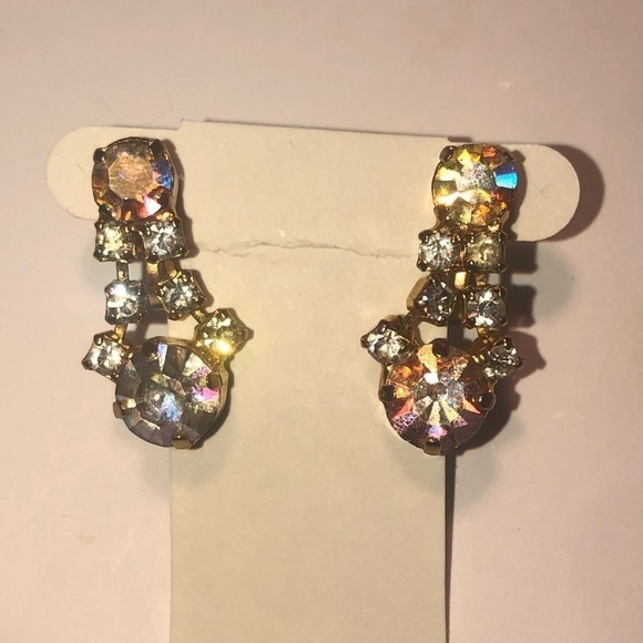 VTG Confirmed Juliana DE Aurora Borealis Screw Clip On Earrings .9” - Picture 2 of 7